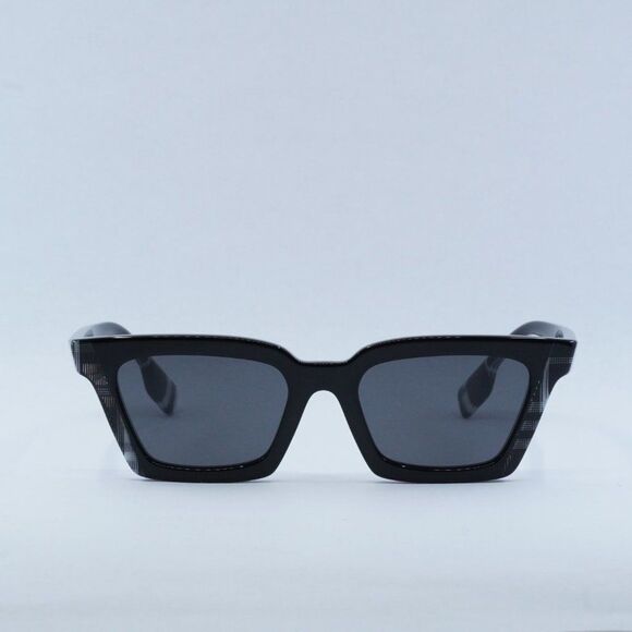 Burberry BE4392U 405187 Sunglasses Black/Check White Square Frame, Grey Lenses main image 9